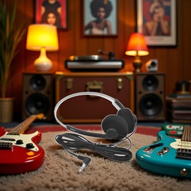 Yjemle Black Retro Over-Ear Earphones,Mini Stereo Lightweight Headphones with Cord, 80s 90s Vintage Headset Wired,Hi-Fi Stereo Earphone,Headphone,for Most Mobile Phones Playback Pevices Headphones