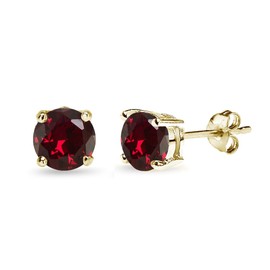 Ruby Earrings for Women Sterling Silver Round-Cut Solitaire Synthetic Red July Birthstone Studs Bridesmaids, Sterling Silver, Created Ruby