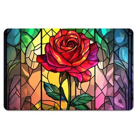 Peacoblue Sticker for Bank Cards Girls with Colourful Lines Custom Skin Cover Protection for Credit Debit Cards, Art Nouveau stained glass rose, Art Nouveau stained glass rose