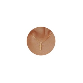 HANLI Gold Cross Necklaces for Women Trendy - 14K Gold Plated Cross Small Pendants Necklaces Womens Dainty Cross Box Chain Necklace Simple Jewelry