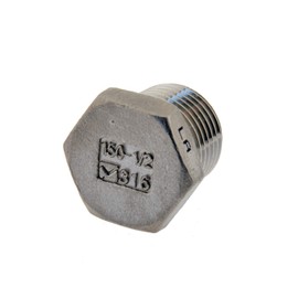 Sealing plug with external hexagon NPT 1 inch, stainless steel end cap 16 bar pressure.