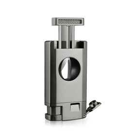 Cigar Lighter Torch Lighter Butane Refill Cigar Accessories Cigar Lighter and Cutter Cigar Lighter with Punch Jet Lighter Cigar Kit Set for Men (Gray)