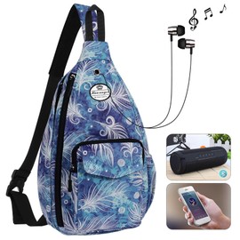 HUA ANGEL Stylish Chest Bag Crossbody Bag Lightweight Floral Pattern Backpack Women's Waterproof Small Sling Bag Chest Bag Shoulder Bag Women's with Bottle Compartment for Travel Sporty Hiking, Light