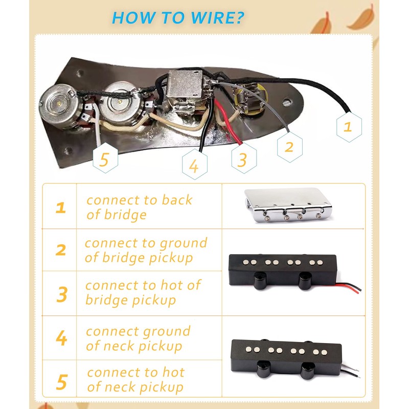 LAMSAM Prewired Control Plate for Jazz Bass Guitar, Loaded J