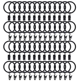 100Pack Curtain Rings with Clips Hooks, Rustproof Metal Stainless Steel Drapery Rings, 1.5in Interior Diameter Curtain Hangers Clips, Fits Diameter 1.2 in Rod, Vintage Black