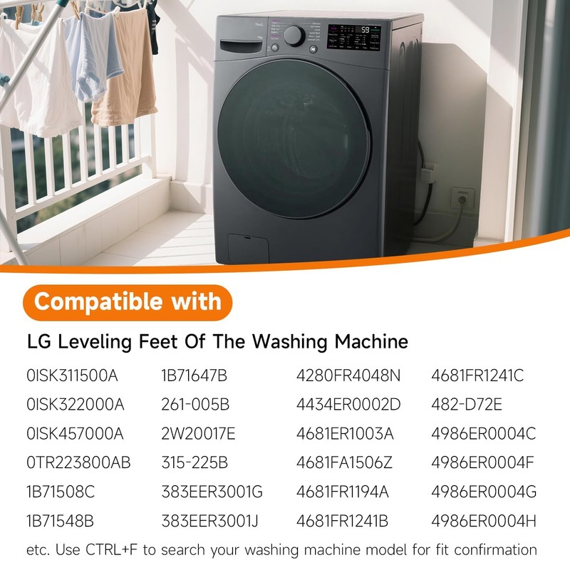 LEYURISE 2 Pack Washing Machine Leveling Legs Galvanized Rust Resistant