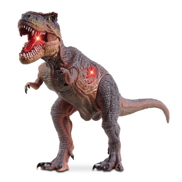 NKOK WowWorld B/O T-Rex (Lights & Sounds), Realistic Reptile Roars by Rotating an arm, Red LED Lights in Mouth and Along Ribs, Articulated in Mouth, arms, Legs and Tail, Great Gift