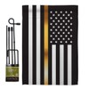 US Thin Gold Line Garden Flag - Set with Stand