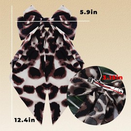 Leopard Hair Accessories for Women Bow Ribbon Hair Clip for Thin Hair Non Slip Leopard Print Barrettes for Women Cute Korean Hair Accessories for Girls Long Tail Hair Bow for Girls Leopard Hairpin