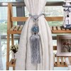 Upstore 1Pair Curtain Tassel Tiebacks Crystal Beaded Fringe Ropes Holdbacks