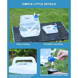 2 Pack 2.63/3.96/5.28 Gallon Collapsible Water Container, Water Storage Containers BPA Free, Camping Cooking Carrier Jug for Water Pack for Hiking (2-Pack 5.28 Gallon)