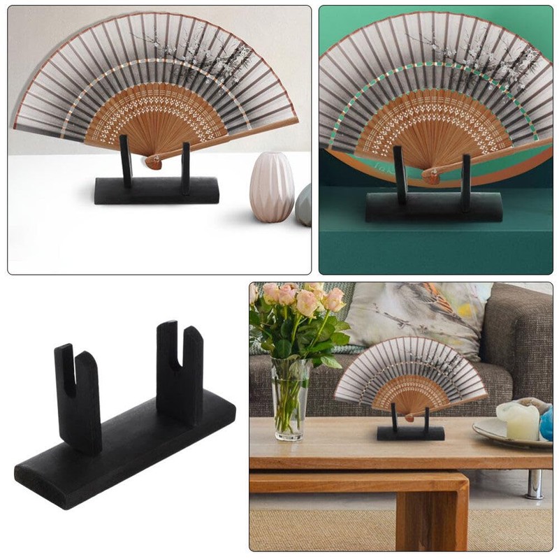 Alipis 2pcs Bamboo Folding Fan Stands - Elegant Japanese and
