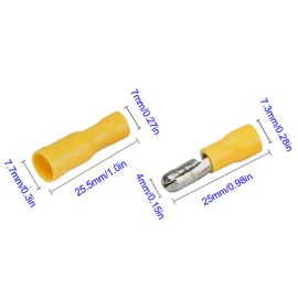 Ruidee 100pcs 12-10 AWG Insulated Male/Female Bullet Connector Electrical Bullet Butt Terminals Quick Splice Wire Crimp Connectors（Yellow/UPZY)