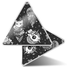 2 x Triangle Stickers 10cm - BW - Kawaii Anime Animals Japanese Fun Decals for Laptops,Tablets,Luggage,Scrap Booking,Fridges, #38759