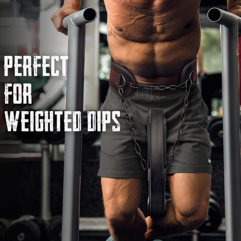 EvoFitness EVO Weightlifting dip belt Neoprene Gym Support Straps GEL