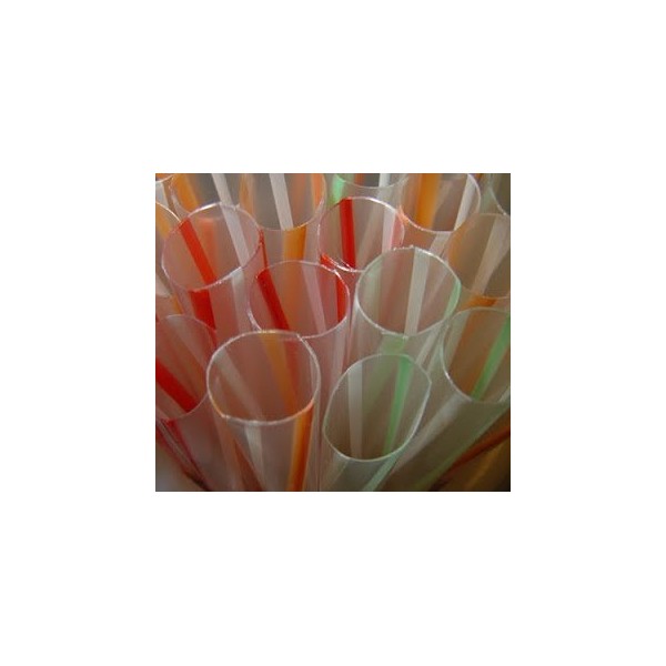 150 Count EXTRA WIDE Fat Boba Drinking Straw 8 1/2" Striped.