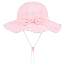 Baby Girl Embroidery Floppy Sun Hat 12-18 Months Toddler Kids Girls Cotton Summer Hats Bucket Cap with UPF 50+ Sun Protection