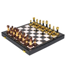 15" Acrylic Metal Chess Sets for Adults Kids with Zinc Alloy + Acrylic Chess Pieces & Portable Folding Wooden Chess Board Travel Decorative Chess Set Strategy Board Game Gift – Metal Elegant Chessmen
