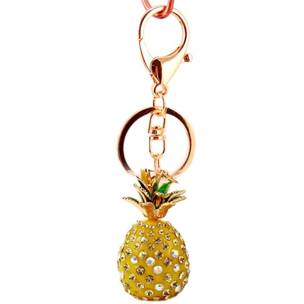 Pineapple Keychain - 3D Zine-Alloy Car Keychain with Rhinestone for