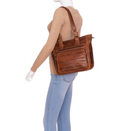 ALMADIH Kyla Premium Leather Women's Shoulder Bag - Leather Bag Handbag Shoulder Bag Handbag Business Bag Shopper Leisure Bag Carry Bag, brown