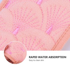 Healvian 1 x Badetuch mit Rückziehstreifen, Schwämme, Reinigungsspender, Körperwaschlappen, Peeling, Körperschwamm, Waschlappen, Rosa, feine Fasern