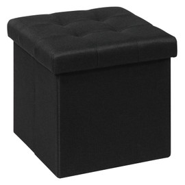 B FSOBEIIALEO Storage Ottoman Cube, Storage Chest Folding Ottomans Footrest for Living Room Seat, 12.6"X12.6"X12.6" (Linen Black)