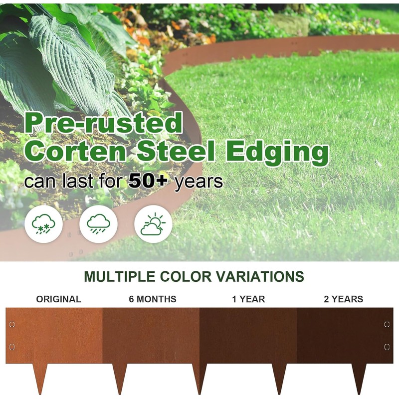 Cor Ten Steel Landscape Edging 20FT Kit – Bendable Design