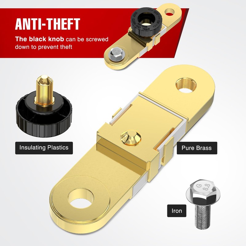 Nilight Side Post Battery Switch Heavy Duty 12DVC 125A Negative