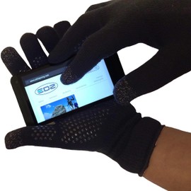 EDZ Merino Wool Touch Screen Gloves With Grips Black XL