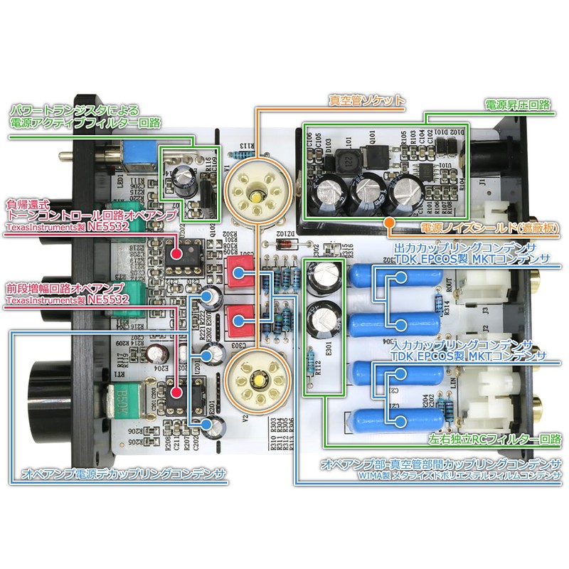 FX-AUDIO- TUBE-03J+ [Black] Vacuum Tube Hybrid Preamp with Tone Control