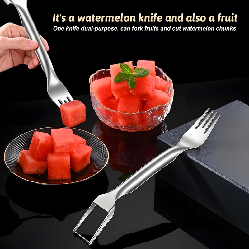 Watermelon Cutter 2-in-1 Stainless Steel Fruit Cutter Watermelon Slicer Kitchen