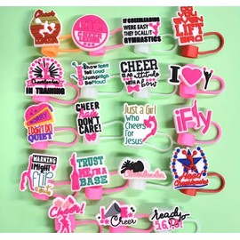 18pcs Basketball-Themed PVC Straw Covers - Dustproof & Spill-Proof Drink Toppers for Parties, BBQs & Outdoor Events. Play (Cheer 2)