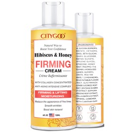 CITYGOO Hibiscus and Honey Firming Cream - Neck Firming Cream - Reduces the Look of Neck Lines - Best Gift for Mom Tightens & Smooths - With Collagen & Hyaluronic Acid -4 FL OZ
