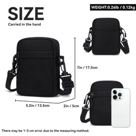 Lohol Mini Messenger Bag Crossbody Bag for Men, Water Resistant Small Sling Shoulder Satchel Purse for Travel Work (Black)