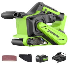 Greenworks 24V Brushless Cordless 3in. x 18in. Belt Sander Kit with Dust Bag and 60 Grit Sandpaper, 4Ah Battery and Charger Included