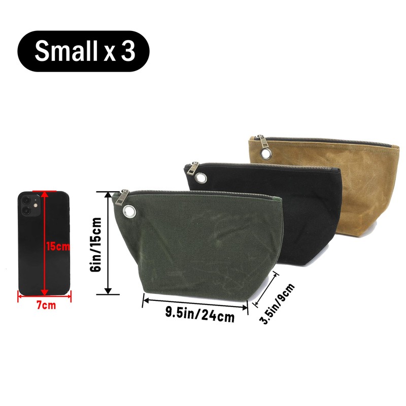 Heavy Duty 16oz Waxed Canvas Tool Storage Bags, Standable One-Piece