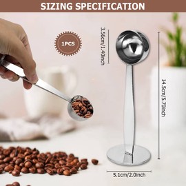 DOERDO Stainless Steel Coffee Spoon and Powder Hammer 2-in-1 Tamping Coffee Scoop for Cafe Shop, Home, Kitchen, Office
