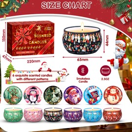 JEDWKFA Pack of 6 Christmas Candles, Scented Candles Gift Set, Scented Candles, Scented Candles Gift Set for Women, for Anxiety Relief & Perfect Sleep, Christmas Gifts, Anniversary Gifts