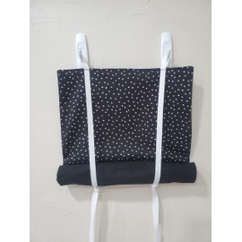 Classroom Door Curtain Security Tiny White Polka Dots Black Background