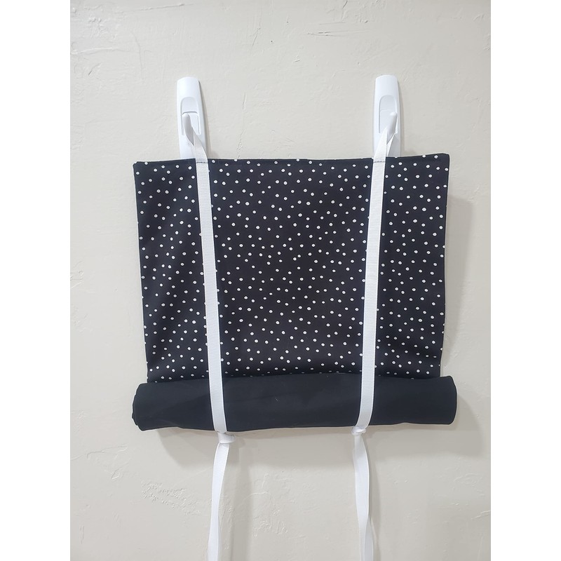 Classroom Door Curtain Security Tiny White Polka Dots Black Background