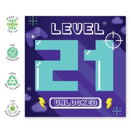 CENTRAL 23 21st Birthday Card for Men and Gamers - Video Games - Happy Birthday Card for Him - 21 Year Old - Gifts for Brother, Boyfriend, Grandson - Comes with Funny Stickers