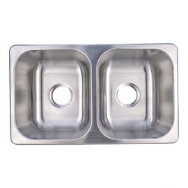 RecPro RV Double Bowl Kitchen Sink | 27" x 16 x 7" | Stainless Steel