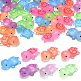 Betinyar Glowing Miniature Sea Turtle Glow in the Dark Small Turtle Figurines Multicolor Sea Turtle Figures Miniature Figurines for Ocean Animals (Mixed Colors, Small