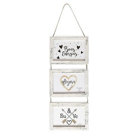 TH Decorative Multi Photo Frame Wooden Vertical Hanging 3 Photos 6x4 on Wall Retro Grey