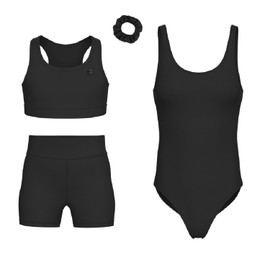 Essenclo Girls Gymnastics Leotards w/Shorts Set - 4-Piece Girls Unitards Biketards Outfit for Dance, Tumbling & Activewear - E2112 - S12-3-4