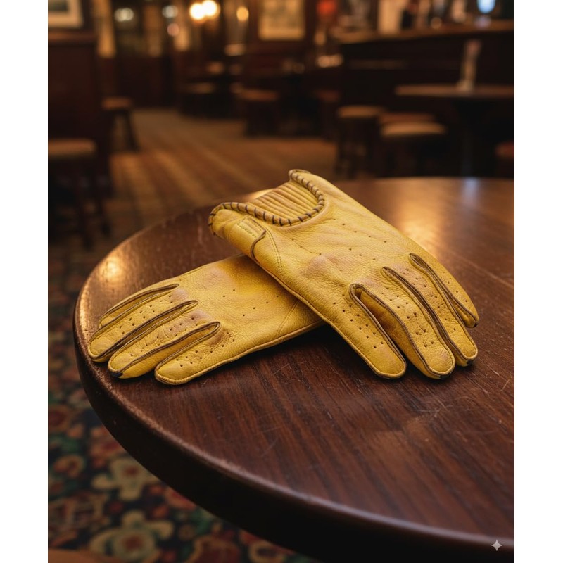 GearX Soft Aniline Leather Fashion Motorcycle Gloves Distressed, Garage Bobber