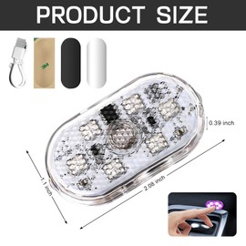 Hbxdeco 2 PCS Car LED Lights Interior Wireless, Super Bright 7 Colors Auto Interior Ambient Light with 6 Bright LED Lamp Beads, Portable USB Rechargeable Car Led Night Light for Car Decor