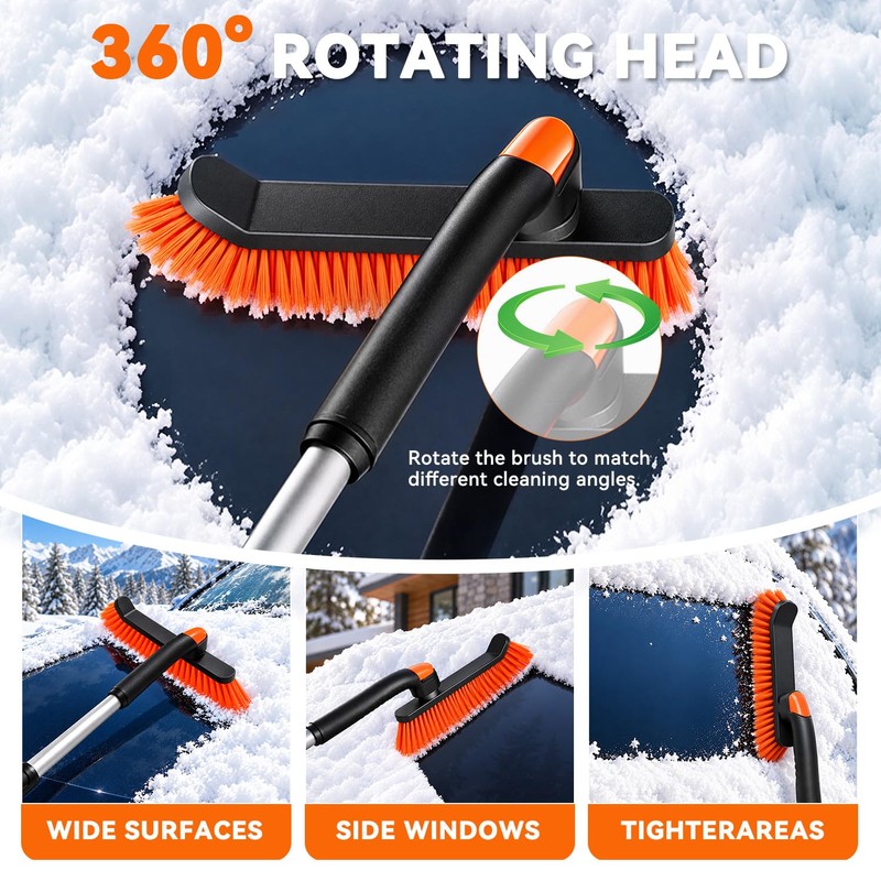 [2026 Upgraded 39" Extendable Snow Brush & Ice Scraper for