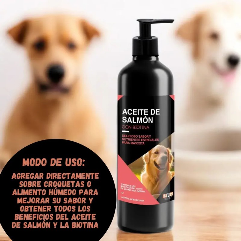Aceite De Salmón Para Perros Mas Biotina 1 Lt -