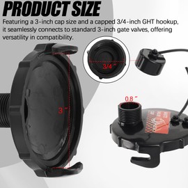 Aussio (2-Pack, Black T1020-1 Waste Valve Cap with Bayonet Hook 3" with Capped 3/4" GHT RV Sewer Cap